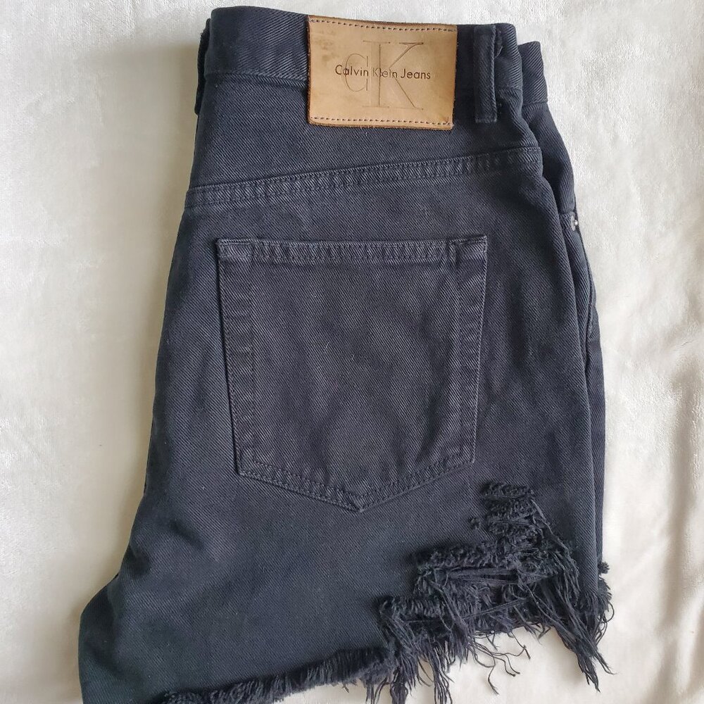 Calvin Klein - Black, cut-off shorts, high waist, size 12